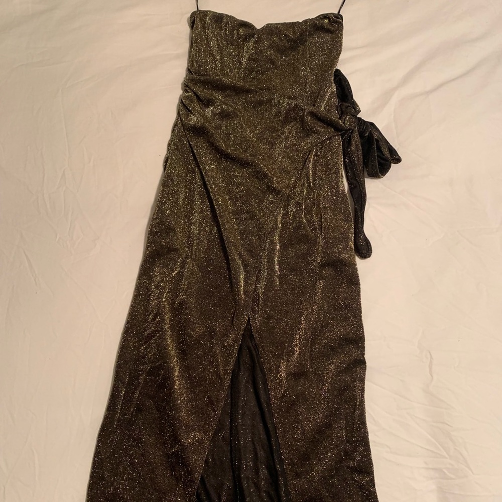Strapless Gold Wrap Dress - size S